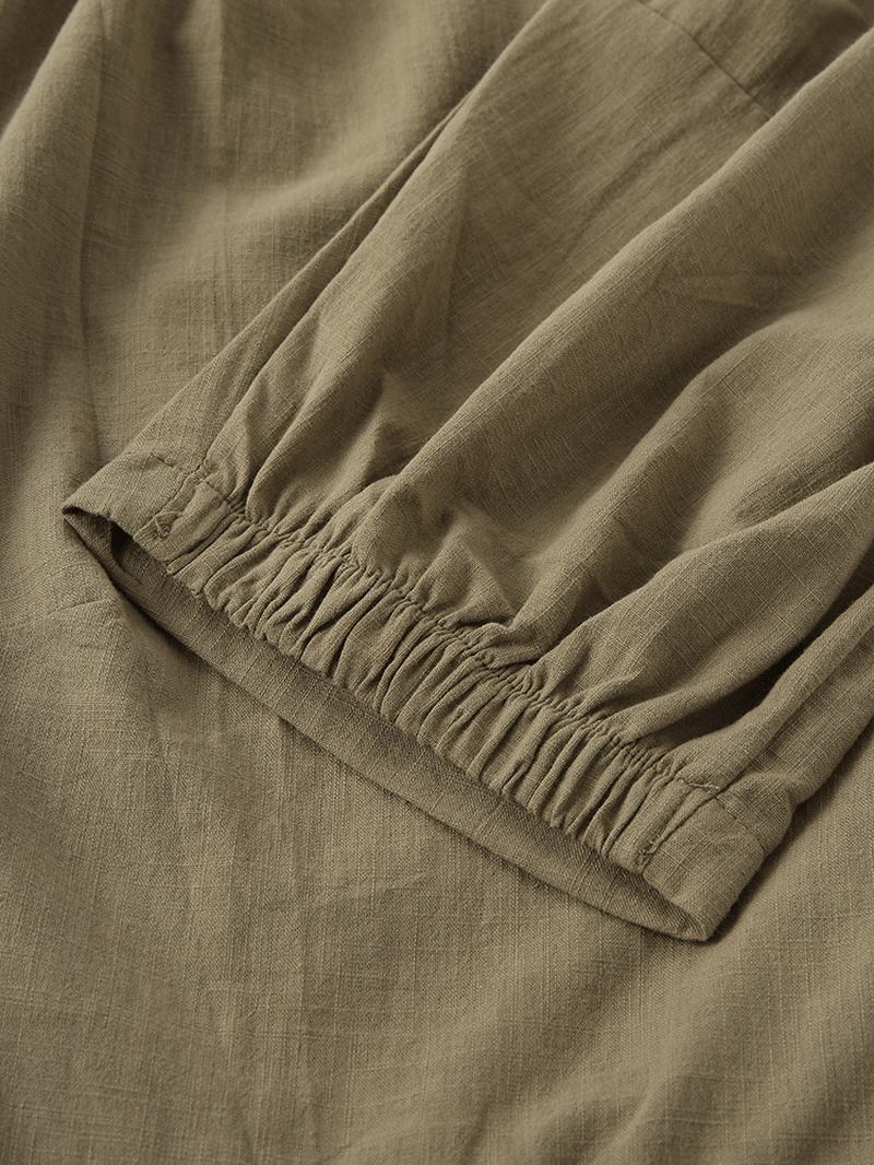 Męskie Bawełniane Spodnie W Jednolitym Kolorze Luźne Na Co Dzień Elastyczne Spodnie Harem Ze Sznurkiem