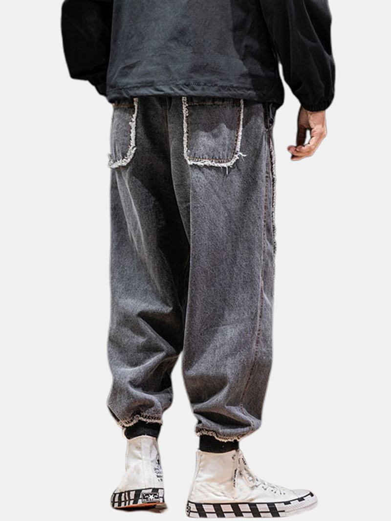 Męskie Bawełniane Spodnie W Stylu Vintage Luźne Grube Dorywczo Harem