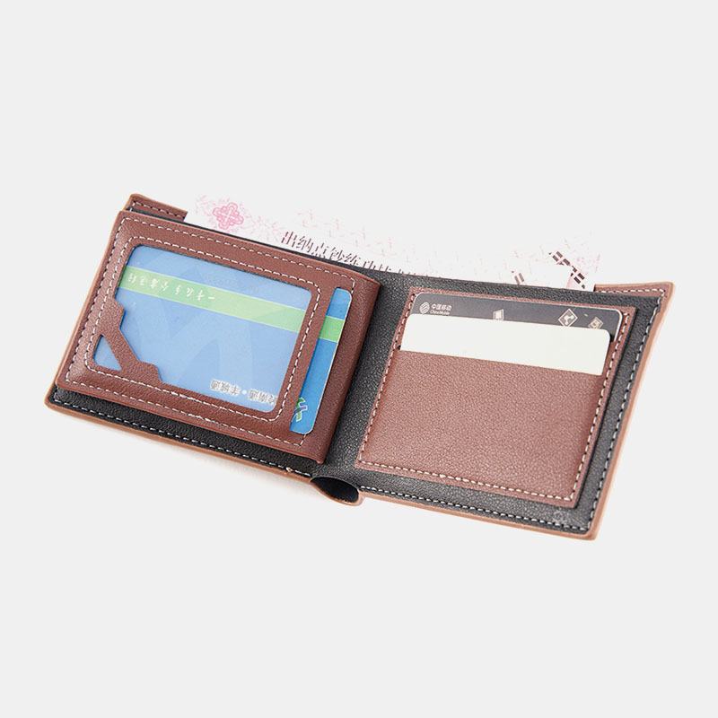 Męskie Bifold Short Antimagnetic Wallet Vintage Multi-card Slots Card Holder Money Clip