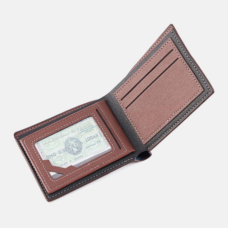 Męskie Bifold Short Antimagnetic Wallet Vintage Multi-card Slots Card Holder Money Clip
