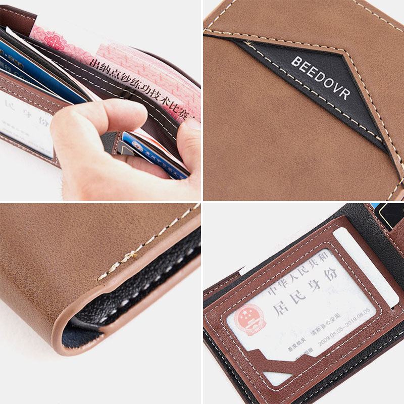 Męskie Bifold Short Antimagnetic Wallet Vintage Multi-card Slots Card Holder Money Clip