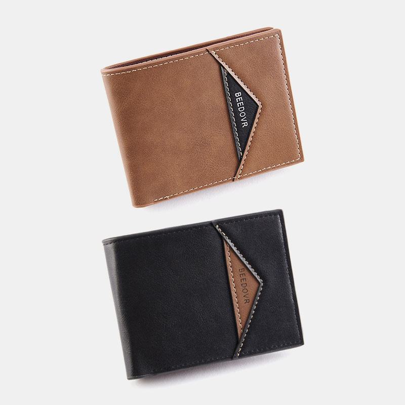 Męskie Bifold Short Antimagnetic Wallet Vintage Multi-card Slots Card Holder Money Clip