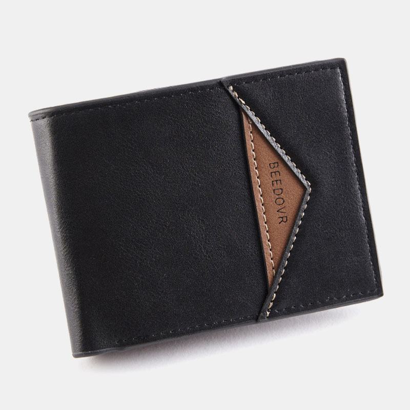 Męskie Bifold Short Antimagnetic Wallet Vintage Multi-card Slots Card Holder Money Clip