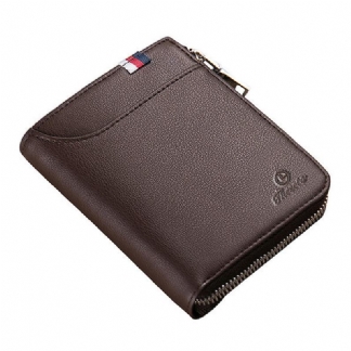 Męskie Black Coffee Zipper Leather Wallet Holder Torba Na Monety Z Zewnętrznym Gniazdem Na Karty