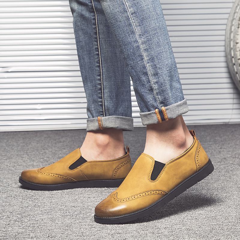 Męskie Business Casual Loafers Chelsea Slip On Work Dress Buty Do Ręcznego Szycia