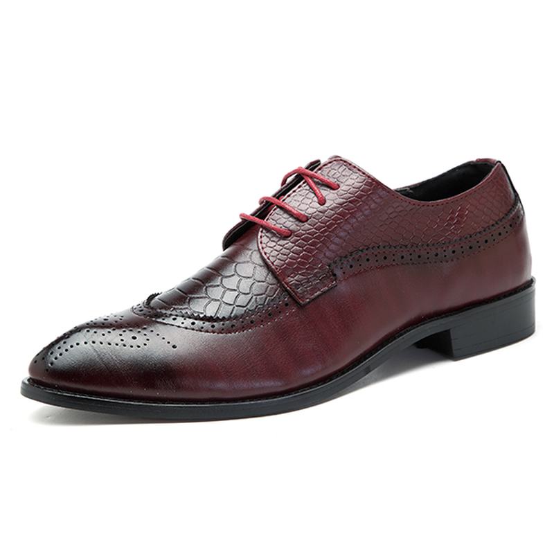 Męskie Buty W Stylu Brogue Z Prawdziwej Skóry Pointed Toe Business Formalne Buty