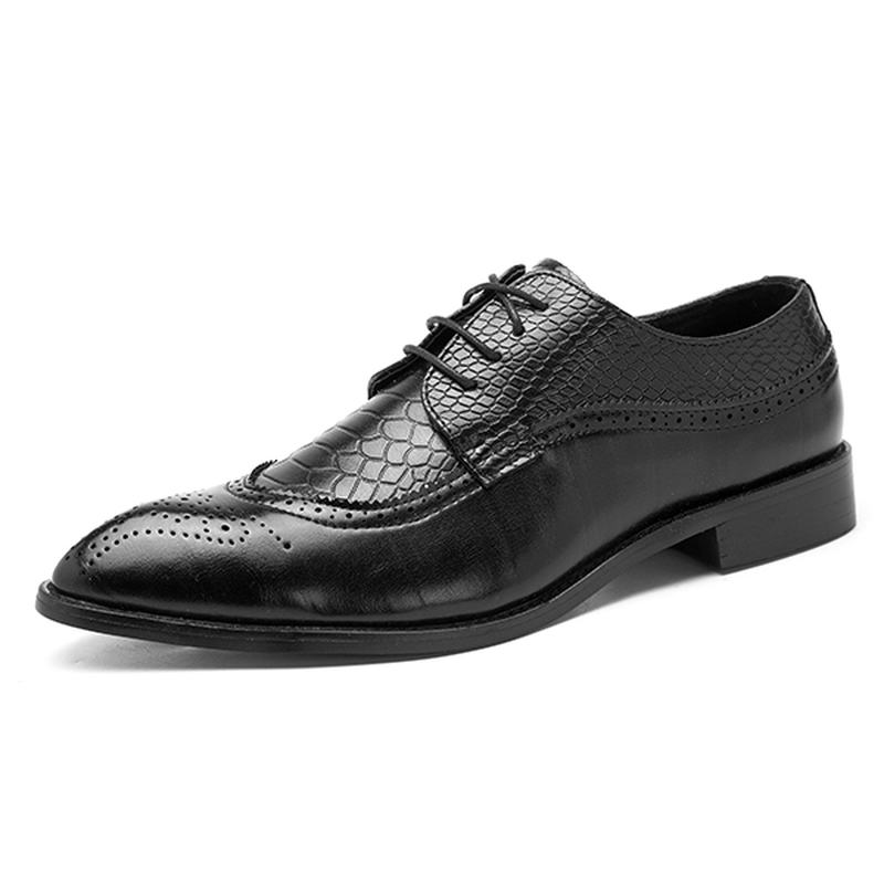 Męskie Buty W Stylu Brogue Z Prawdziwej Skóry Pointed Toe Business Formalne Buty