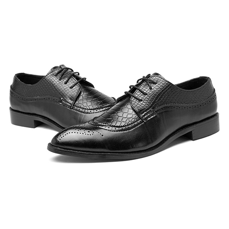 Męskie Buty W Stylu Brogue Z Prawdziwej Skóry Pointed Toe Business Formalne Buty