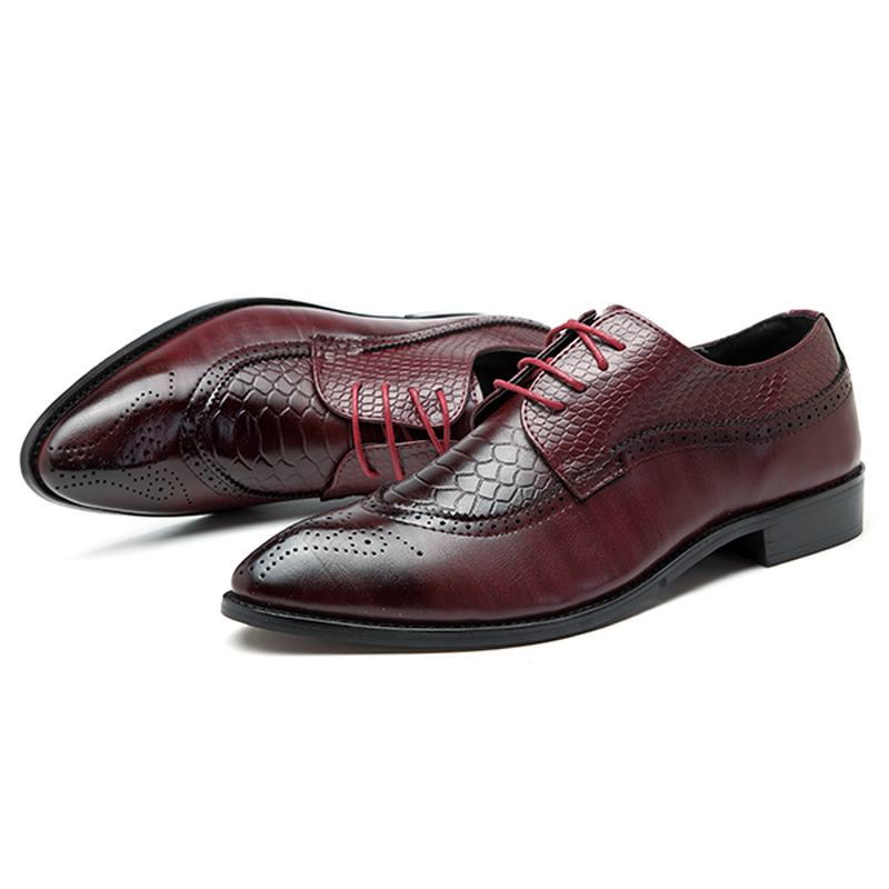 Męskie Buty W Stylu Brogue Z Prawdziwej Skóry Pointed Toe Business Formalne Buty