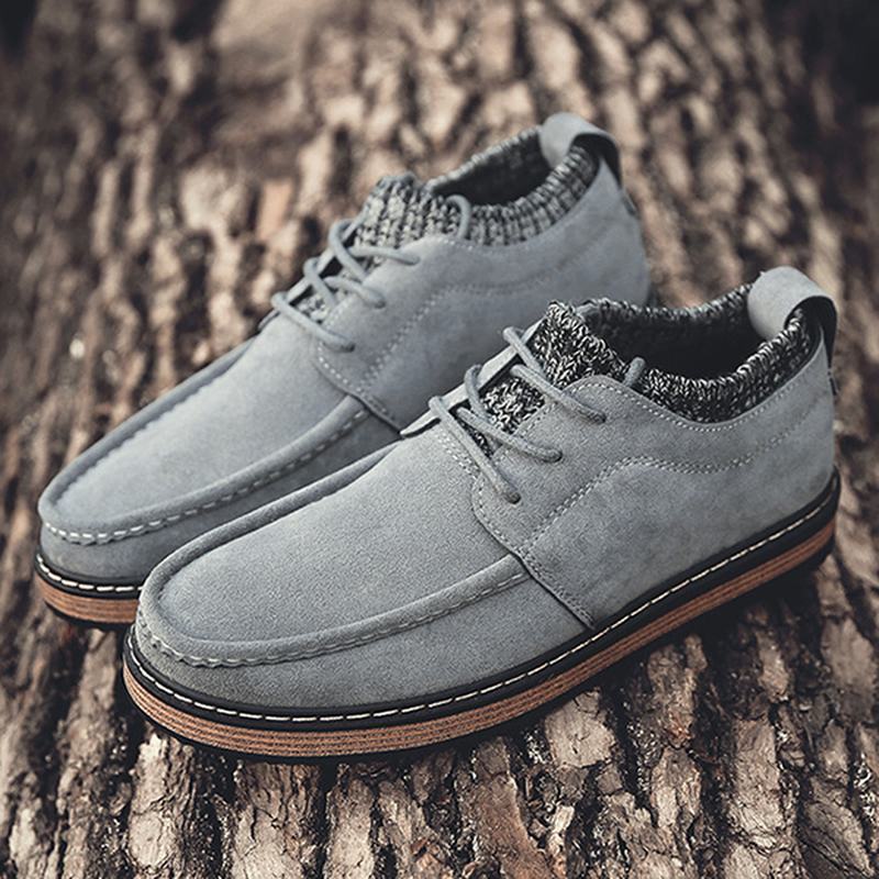 Męskie Buty Z Dzianiny W Stylu Brogue Z Miękkiej Podeszwy Z Ciepłymi Butami Oksfordzkimi