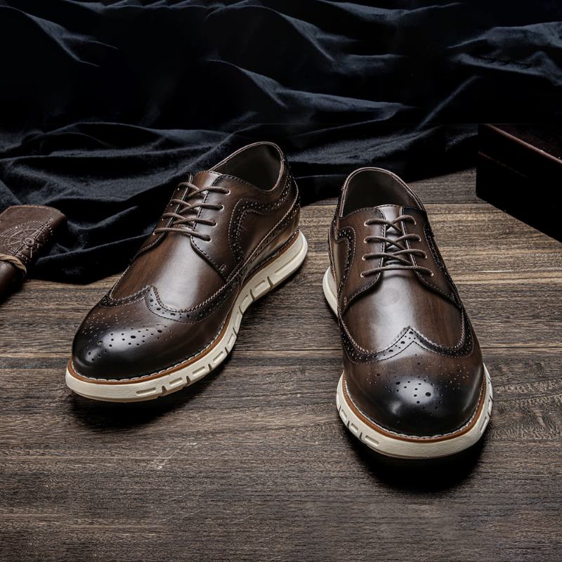 Męskie Buty Z Mikrofibry Hollow Out Oddychająca Miękka Podeszwa Pointy-toe Zasznurować Casual Oxfords