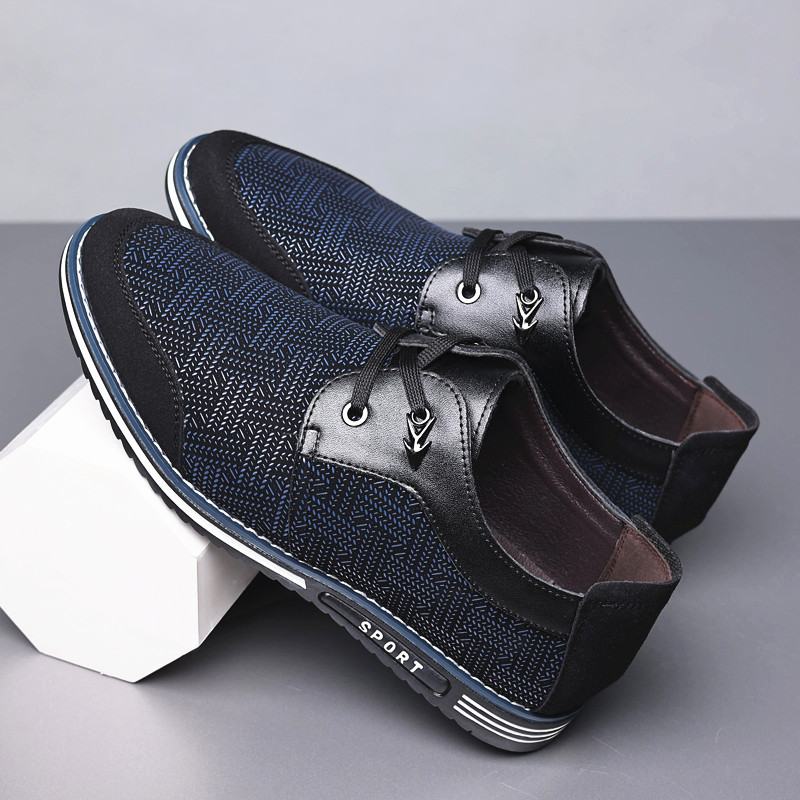 Męskie Buty Z Mikrofibry Oddychające Miękkie Dno Sznurowane Mokasyny Casual Business Shoes