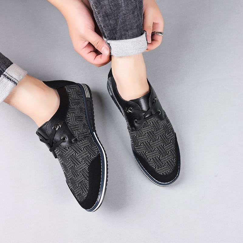 Męskie Buty Z Mikrofibry Oddychające Miękkie Dno Sznurowane Mokasyny Casual Business Shoes