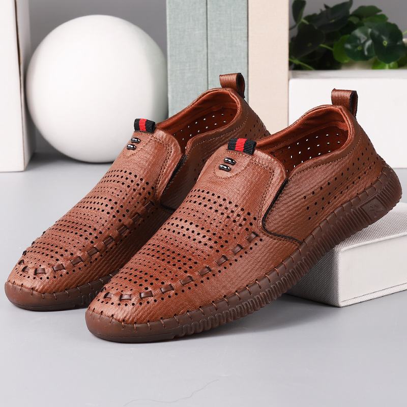 Męskie Buty Z Mikrofibry Oddychające Wydrążone Miękkie Podeszwy Casual Business Shoes