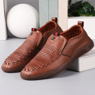 Męskie Buty Z Mikrofibry Oddychające Wydrążone Miękkie Podeszwy Casual Business Shoes