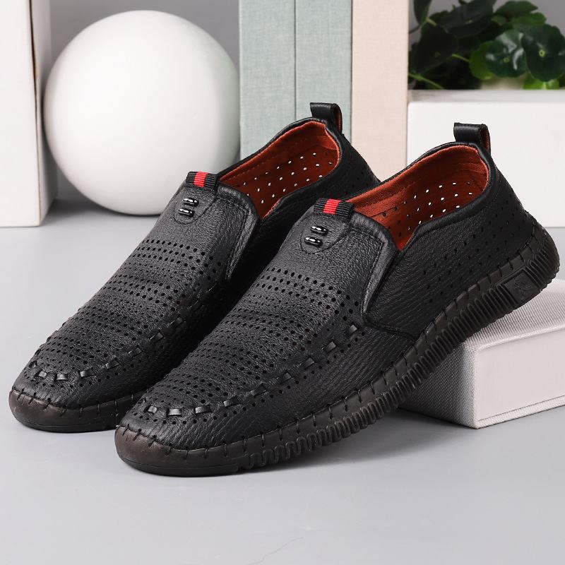 Męskie Buty Z Mikrofibry Oddychające Wydrążone Miękkie Podeszwy Casual Business Shoes