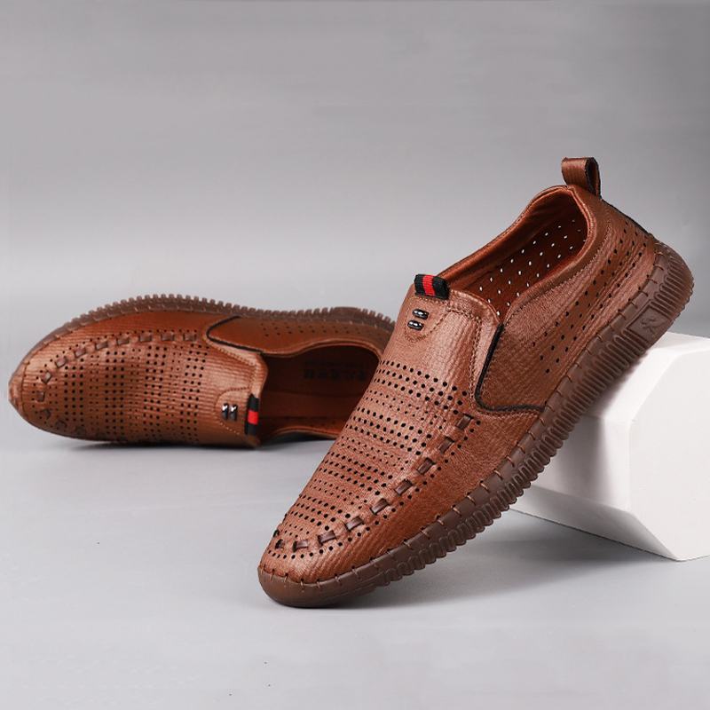 Męskie Buty Z Mikrofibry Oddychające Wydrążone Miękkie Podeszwy Casual Business Shoes