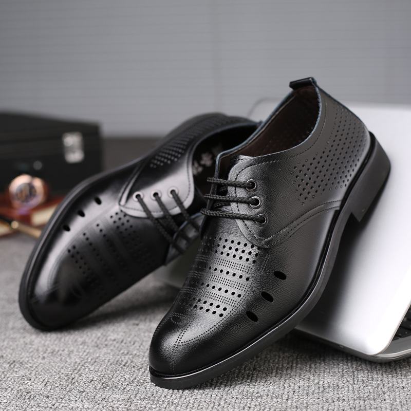 Męskie Buty Z Mikrofibry Oddychające Wydrążone Oksfordzie Casual Business Shoes