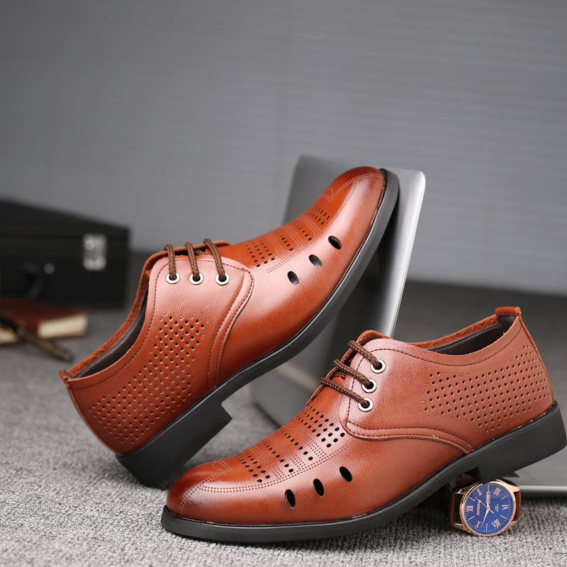 Męskie Buty Z Mikrofibry Oddychające Wydrążone Oksfordzie Casual Business Shoes