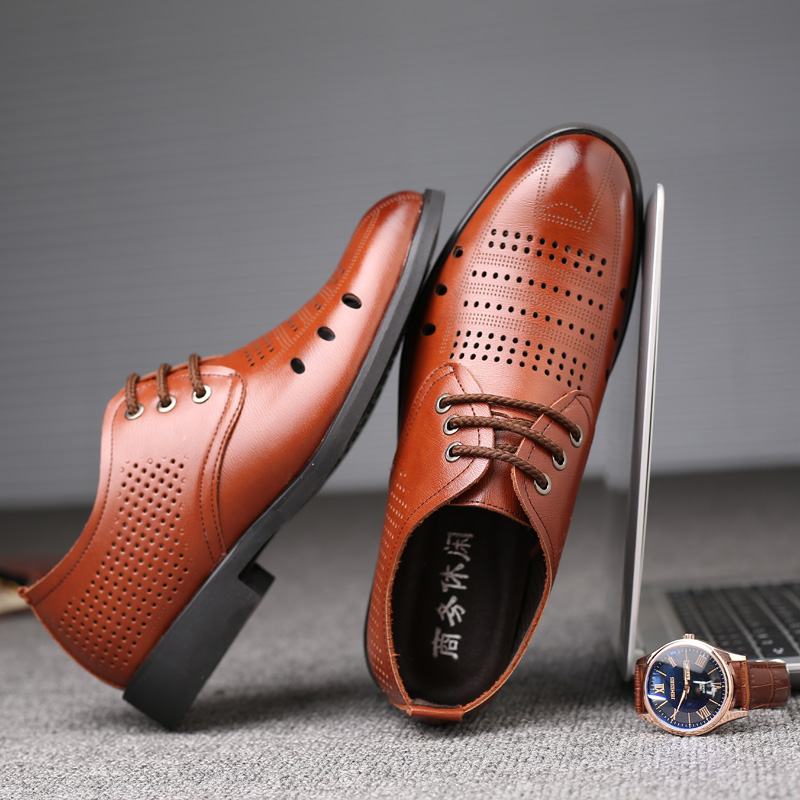 Męskie Buty Z Mikrofibry Oddychające Wydrążone Oksfordzie Casual Business Shoes