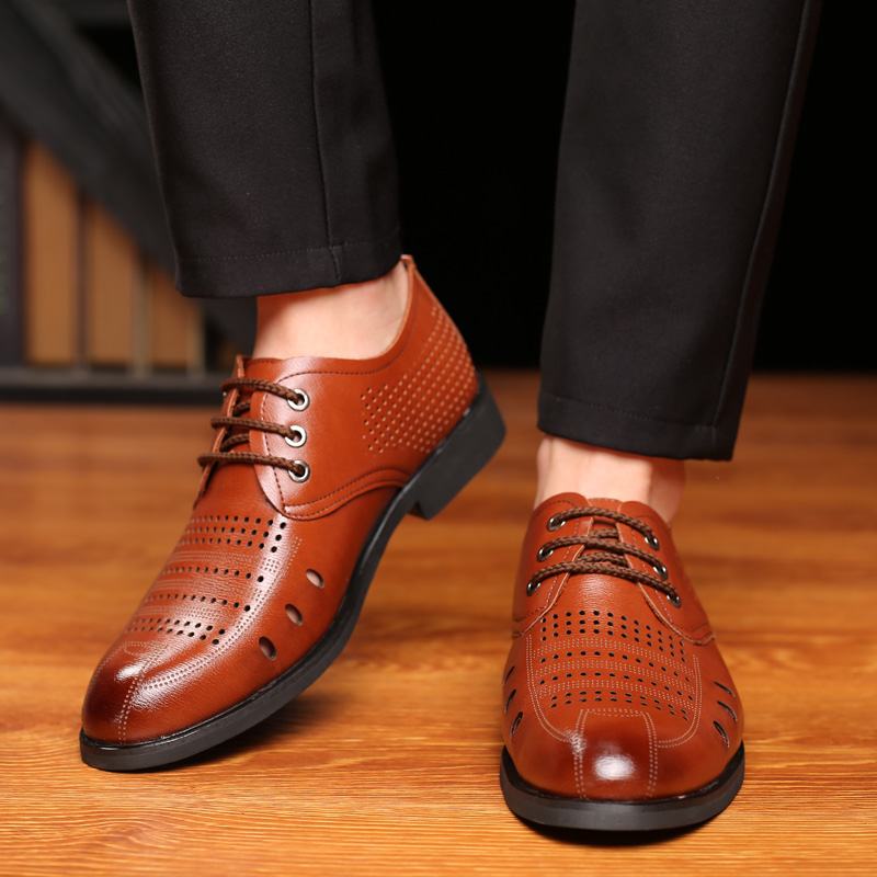 Męskie Buty Z Mikrofibry Oddychające Wydrążone Oksfordzie Casual Business Shoes