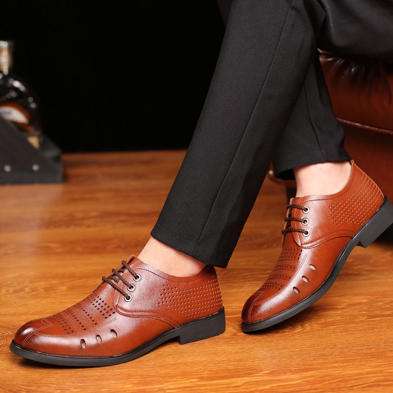 Męskie Buty Z Mikrofibry Oddychające Wydrążone Oksfordzie Casual Business Shoes