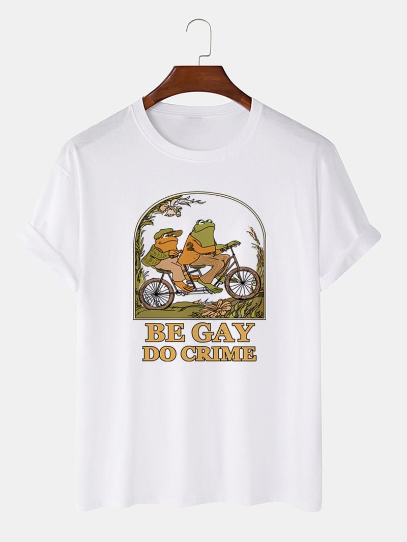 Męskie Casual Cotton Frog Cartoon T-shirty Z Krótkim Rękawem