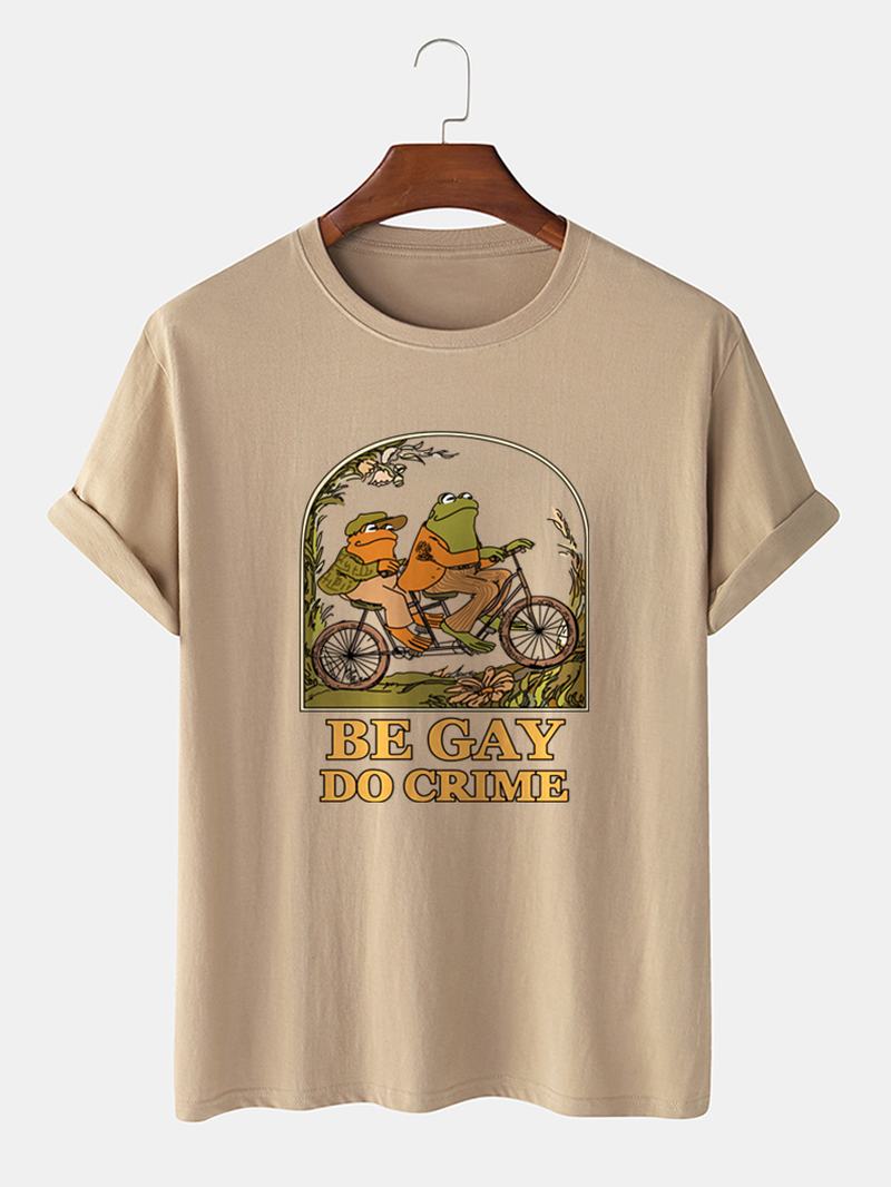 Męskie Casual Cotton Frog Cartoon T-shirty Z Krótkim Rękawem