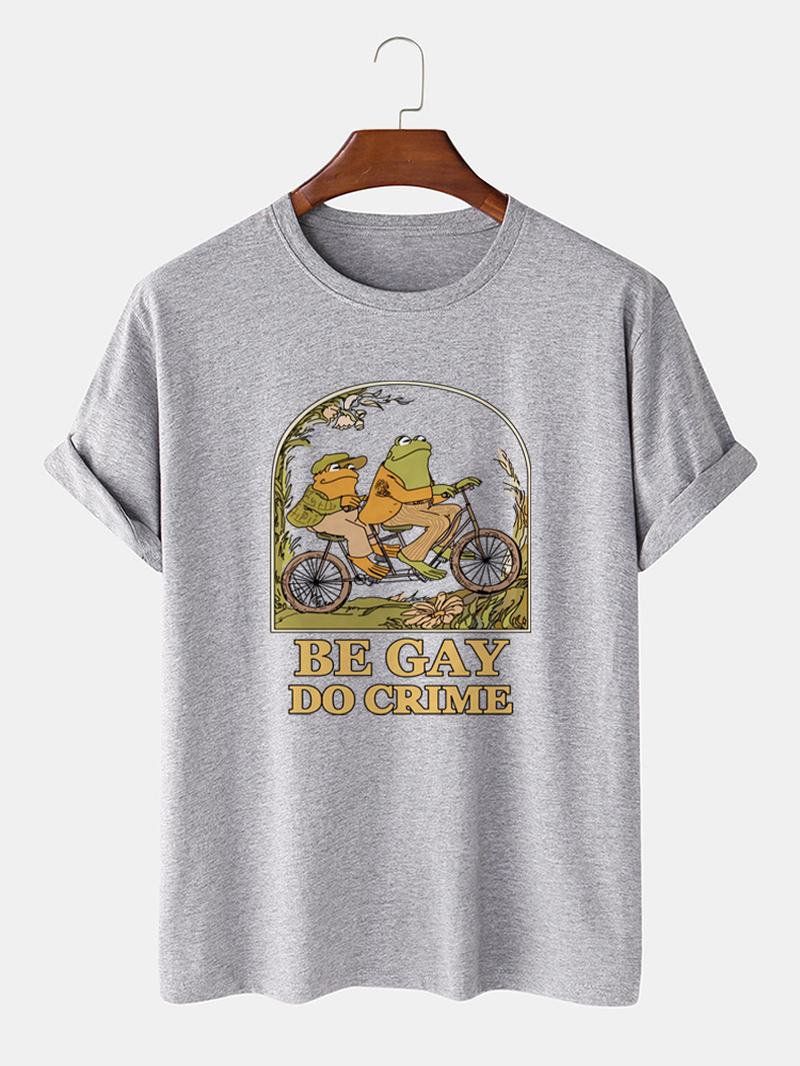 Męskie Casual Cotton Frog Cartoon T-shirty Z Krótkim Rękawem
