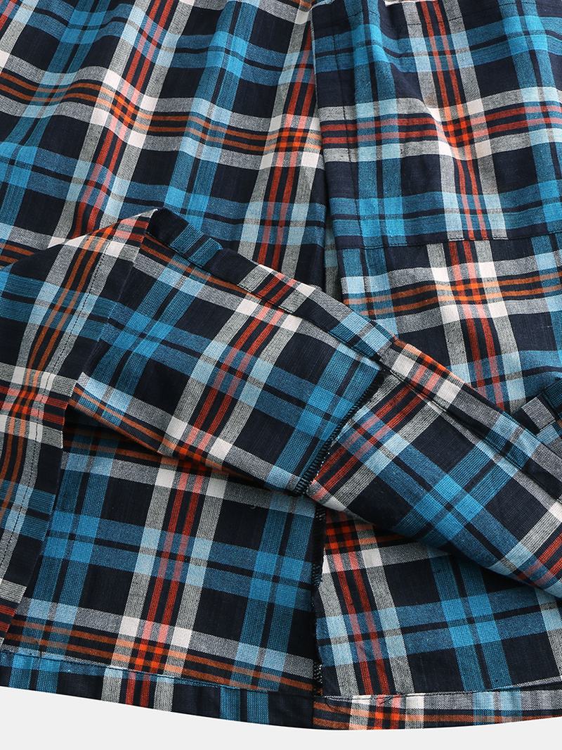 Męskie Casual Plaid Pocket Cotton Casual Home Bath Sleepwear Spódnice