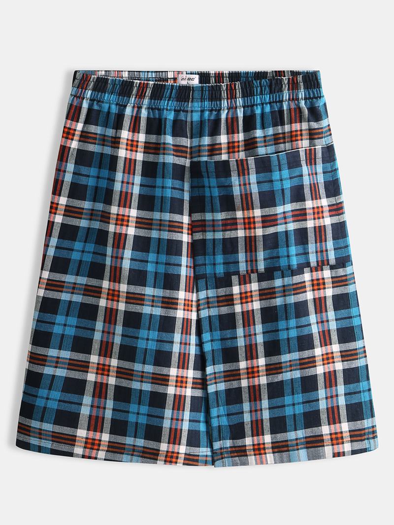 Męskie Casual Plaid Pocket Cotton Casual Home Bath Sleepwear Spódnice