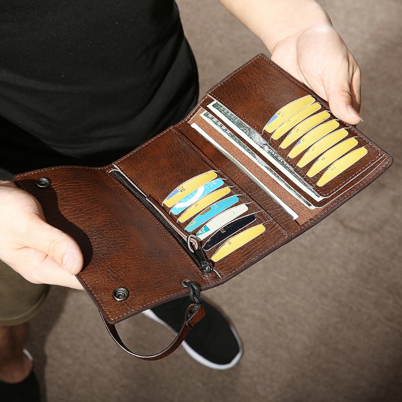 Męskie Casual Trifold Multi-slot Long Wallet Holder Cash Holder Clutch Bag