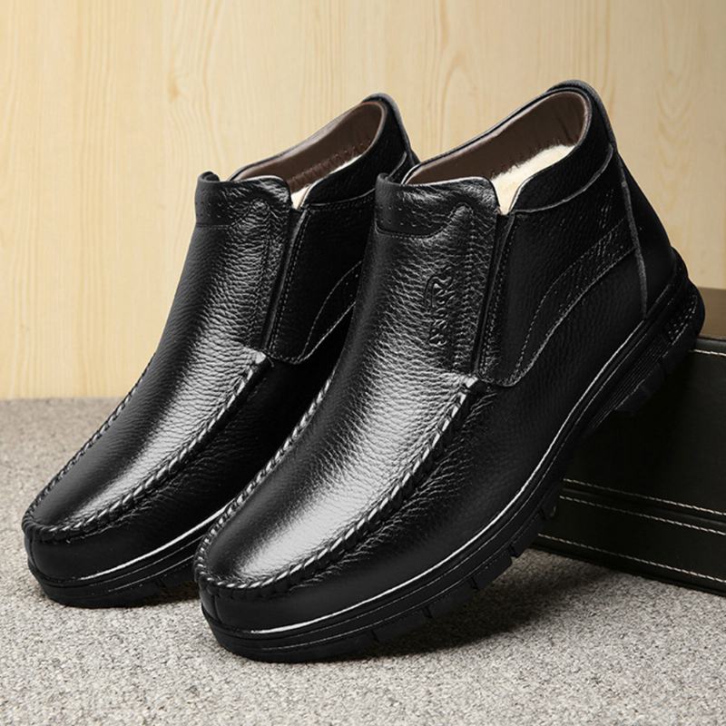 Męskie Ciepłe Pluszowe Podszewki Slip On Casual Business Boots