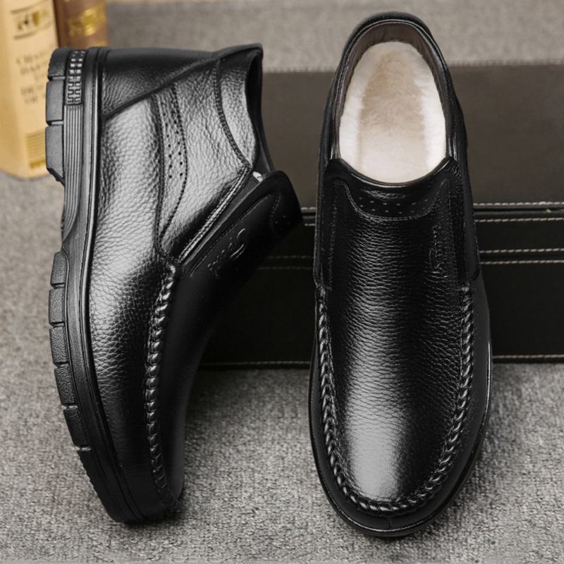 Męskie Ciepłe Pluszowe Podszewki Slip On Casual Business Boots