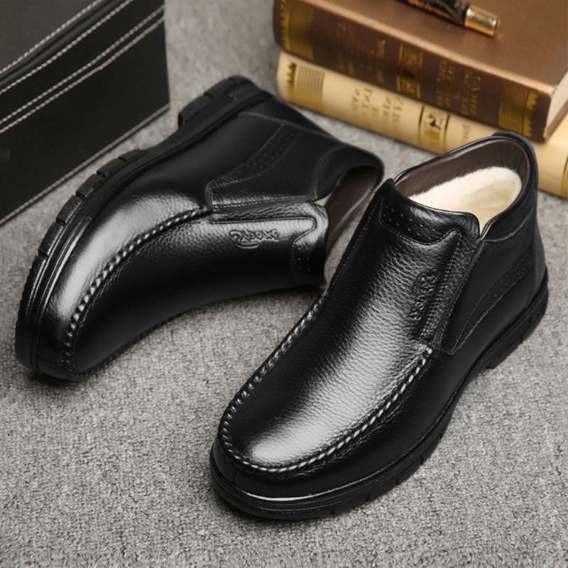 Męskie Ciepłe Pluszowe Podszewki Slip On Casual Business Boots