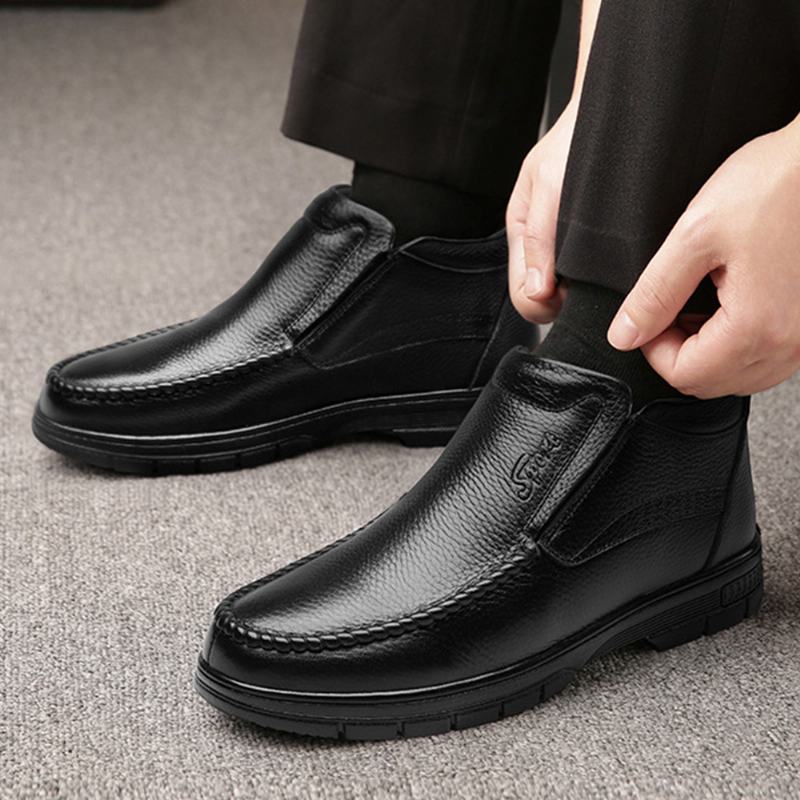 Męskie Ciepłe Pluszowe Podszewki Slip On Casual Business Boots