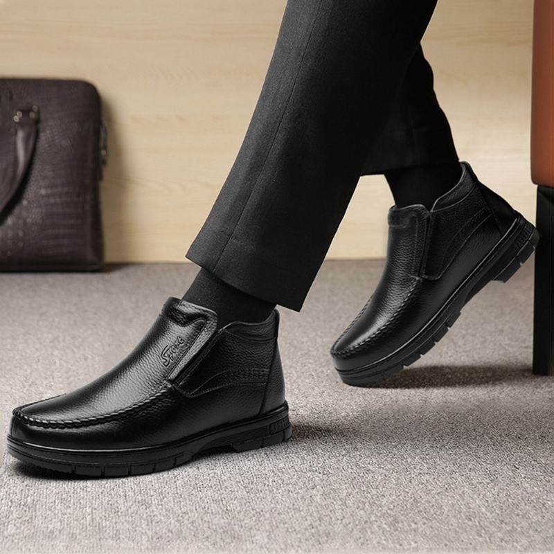 Męskie Ciepłe Pluszowe Podszewki Slip On Casual Business Boots