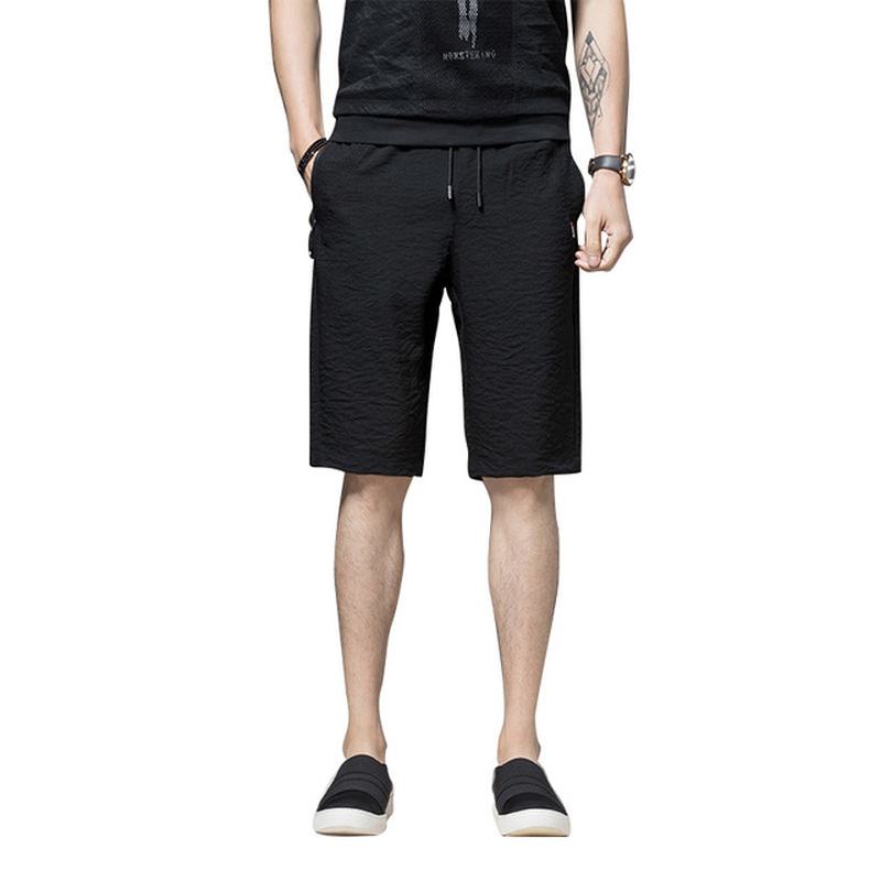Męskie Ćwiartki Z Kieszonką Na Suwak Cienka Sekcja Pięć Spodni Season Pure Black Shorts