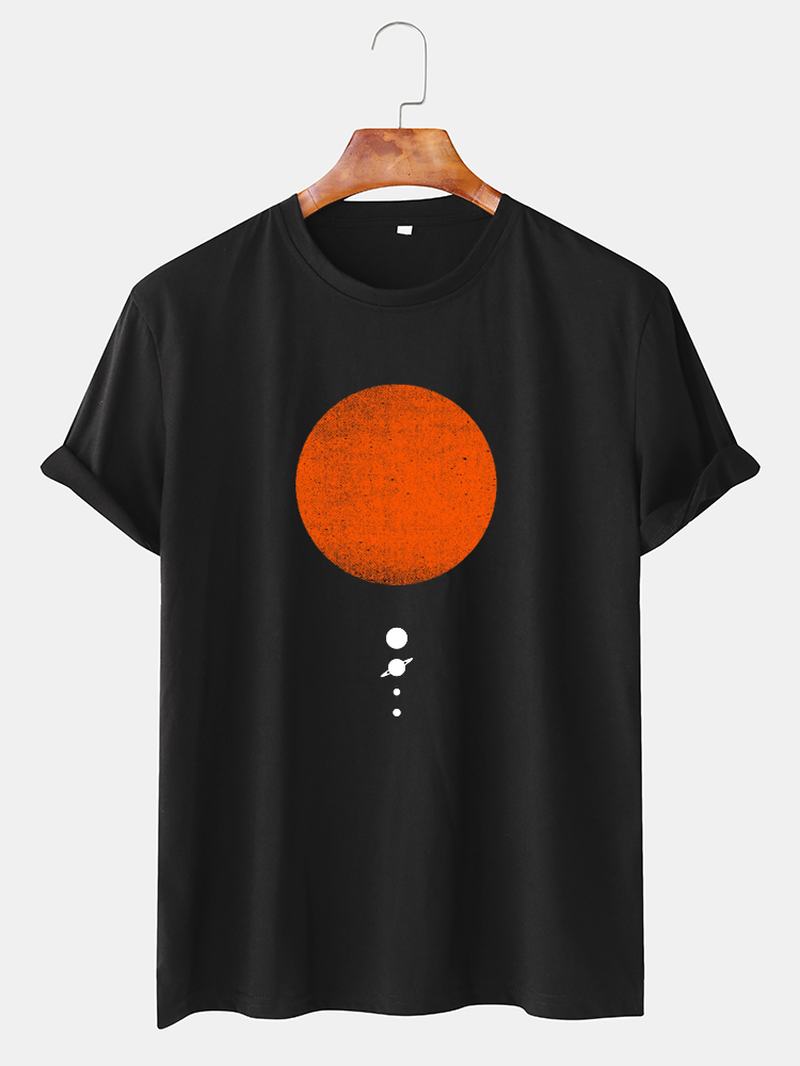 Męskie Codzienne Koszulki Z Krótkim Rękawem Z Nadrukiem Sun & Planet