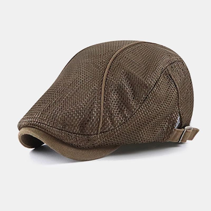 Męskie Dacron Solid Color Mesh Oddychający Beret Z Filtrem Przeciwsłonecznym Flat Cap