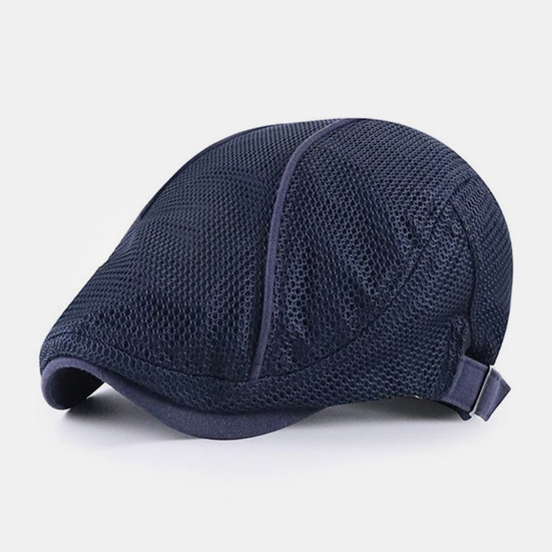 Męskie Dacron Solid Color Mesh Oddychający Beret Z Filtrem Przeciwsłonecznym Flat Cap