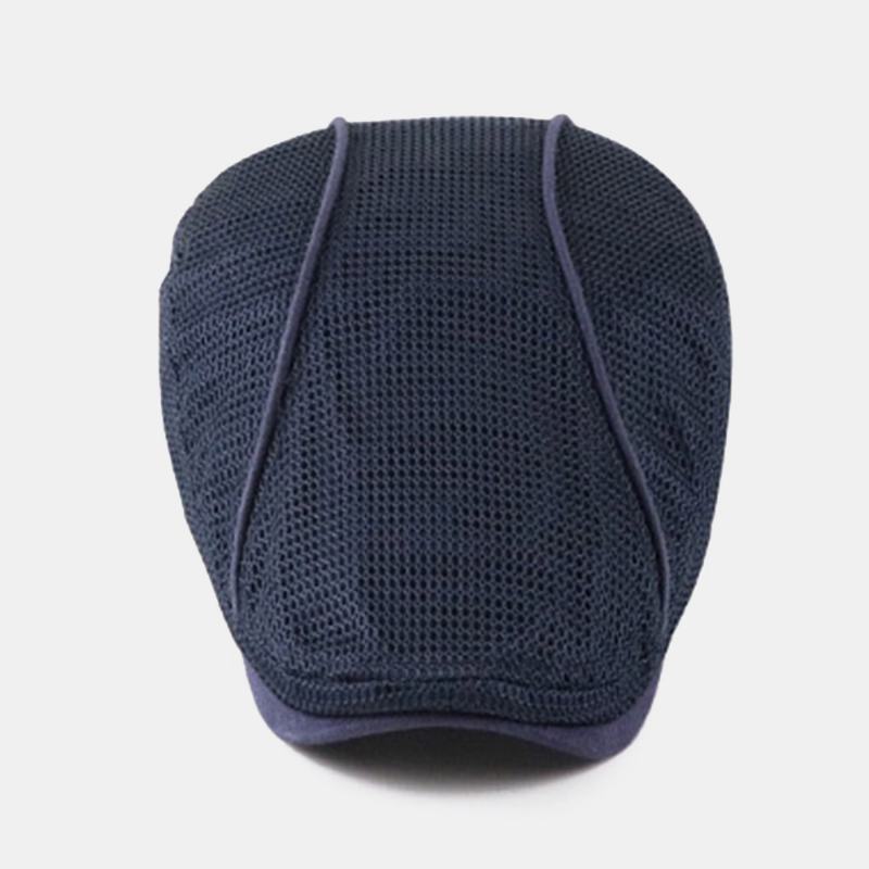 Męskie Dacron Solid Color Mesh Oddychający Beret Z Filtrem Przeciwsłonecznym Flat Cap