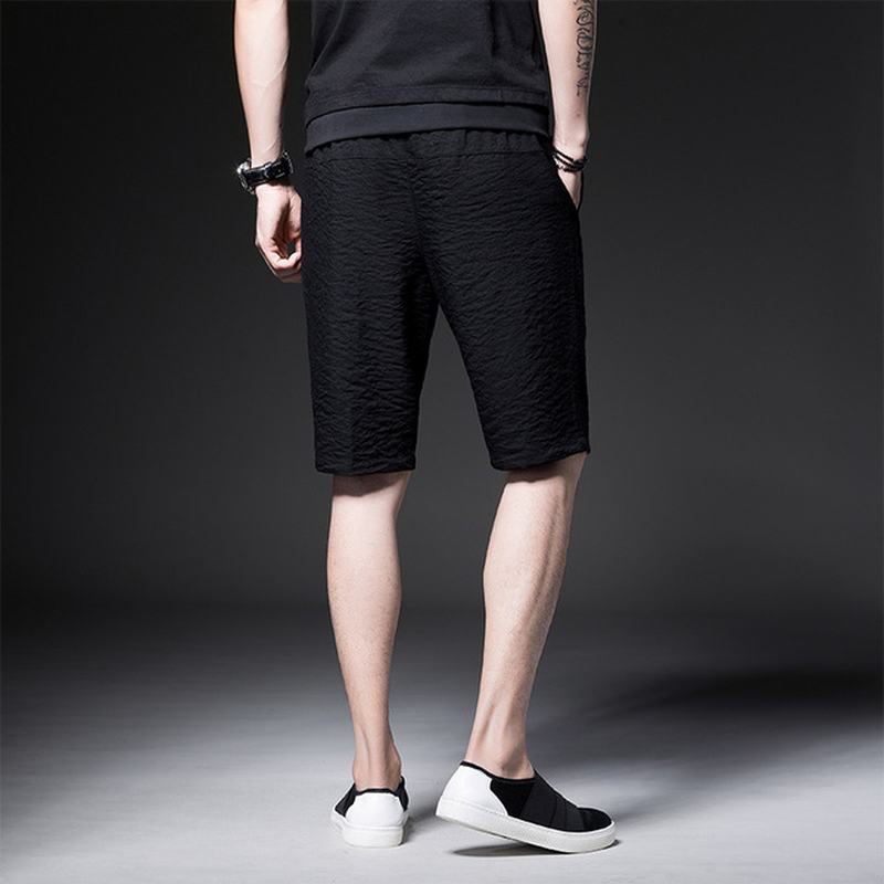Męskie Dorywczo Proste Pięć Spodni Modne Mikro-elastyczne Spodnie Młodzieżowe O Cienkim Przekroju Jednokolorowe Szorty