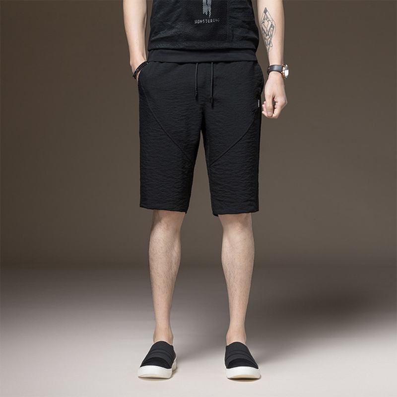 Męskie Dorywczo Proste Pięć Spodni Modne Mikro-elastyczne Spodnie Młodzieżowe O Cienkim Przekroju Jednokolorowe Szorty