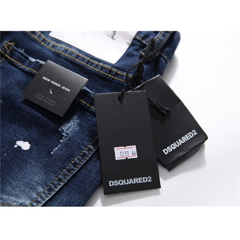 Męskie Dżinsy Słynne Męskie Spodnie Jeansowe Slim Męskie Spodnie Jeansowe Zipper Blue Hole Pencil Pants