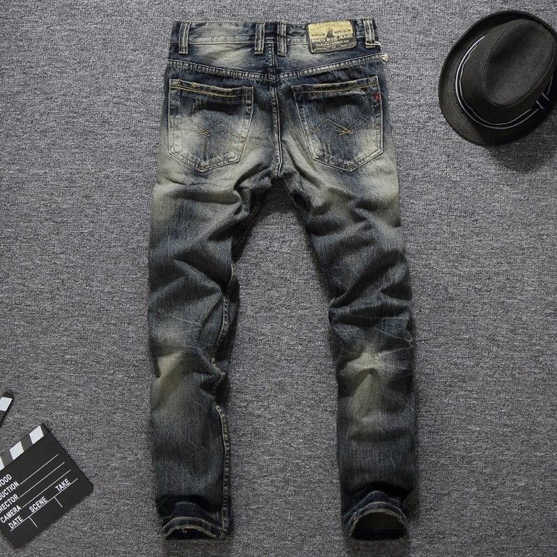 Męskie Dżinsy Vintage Retro Style Slim Fit Porwane Jeansy Homme Balplein Markowe Dżinsy Męskie Bawełniane Dżinsy Biker