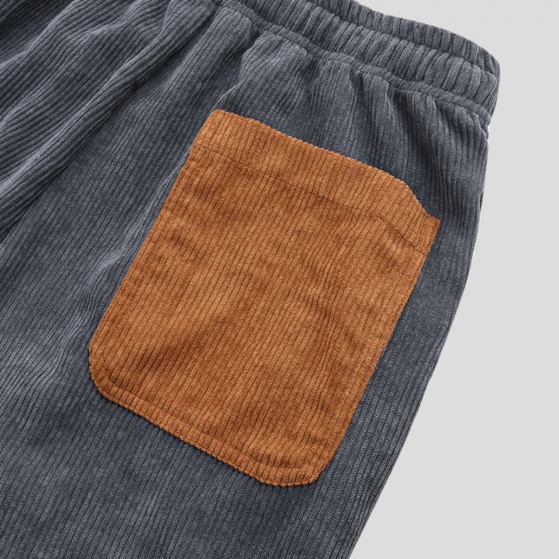 Męskie Duże Kieszenie Vintage Pure Color Elastyczne Spodnie W Pasie