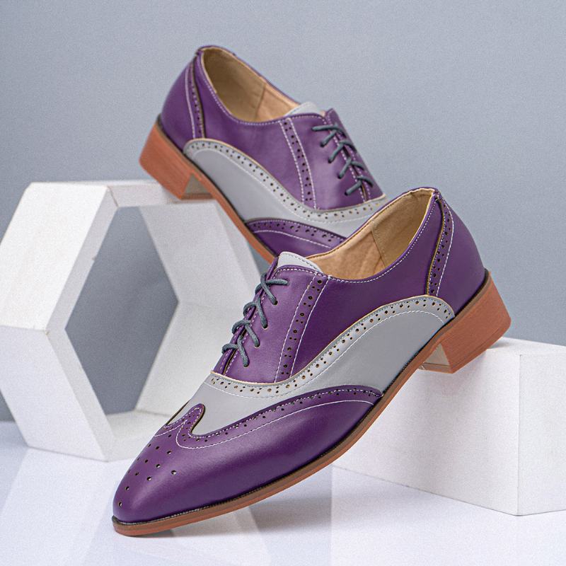 Męskie Duże Rozmiary Pointed Toe Color Blocking Hollow Out Business Oxfords Shoes
