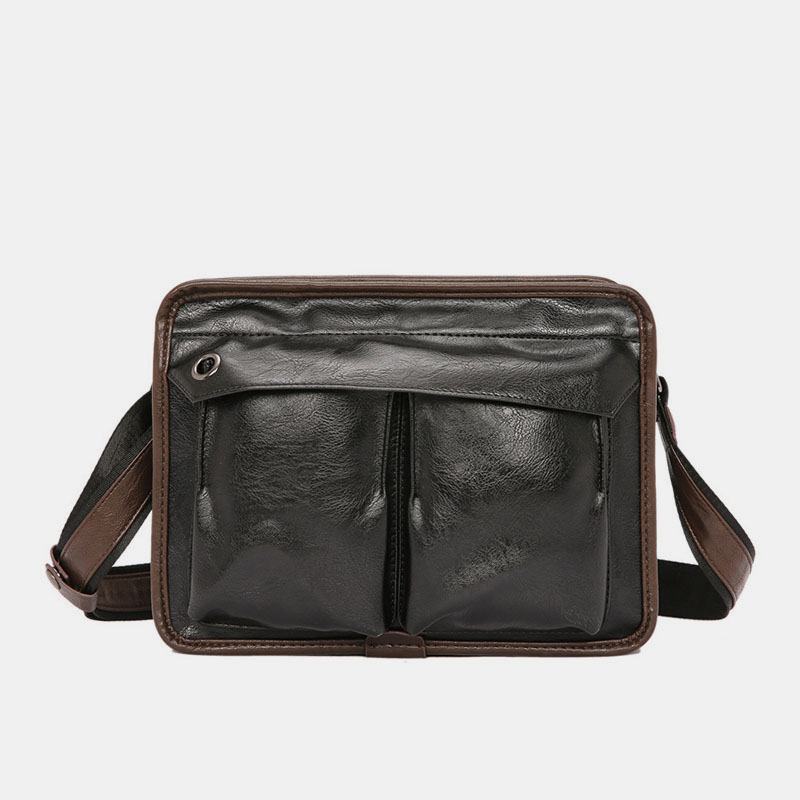 Męskie Dwuwarstwowe Torby Crossbody Z Wieloma Kieszeniami Moda Na Co Dzień Z Otworami Na Słuchawki 14-calowa Torba Na Laptopa Torba Na Ramię