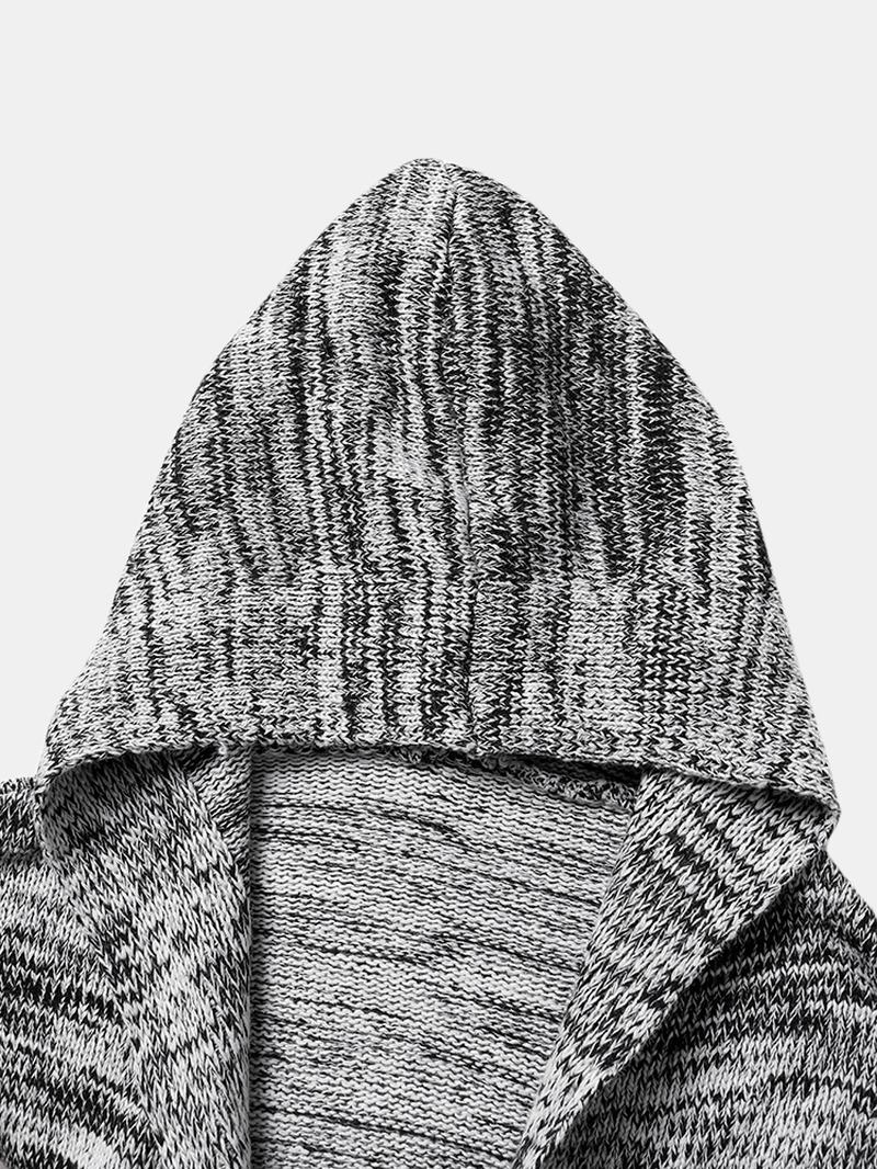 Męskie Dzianinowe Swetry Rozpinane Z Długim Rękawem Z Boczną Kieszenią O Średniej Długości